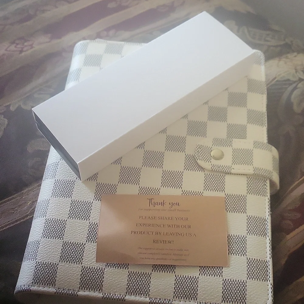 Leather  Trio Designer   Checkered Planner Journal With Papers Pen Stickers …